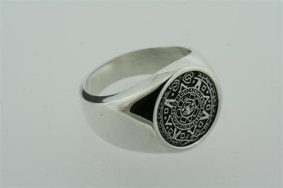 small Mayan calendar signet ring - sterling silver - Makers & Providers