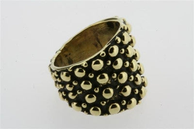 small & large beaded ring  - brass