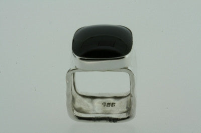 squared battered ring - obsidian - Makers & Providers