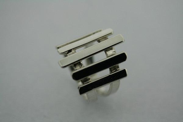 5 Bar Sterling Silver Deco Ring - Makers & Providers