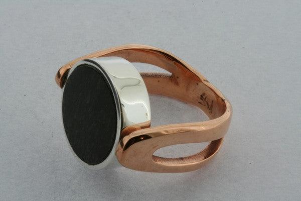 obsidian & copper flip ring