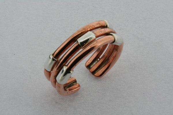 Three Strand Copper & Sterling Silver Ring - Makers & Providers