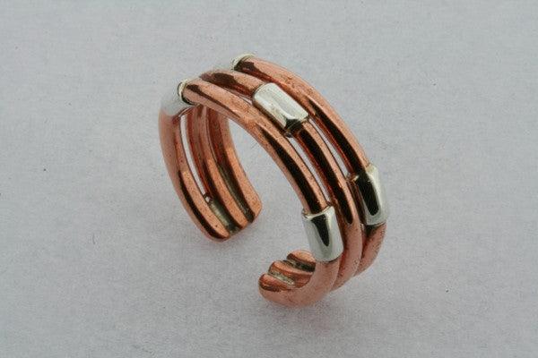 Three Strand Copper & Sterling Silver Ring - Makers & Providers