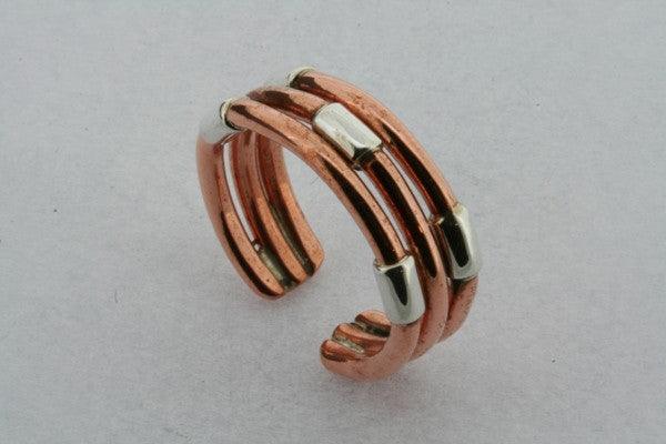 Three Strand Copper & Sterling Silver Ring
