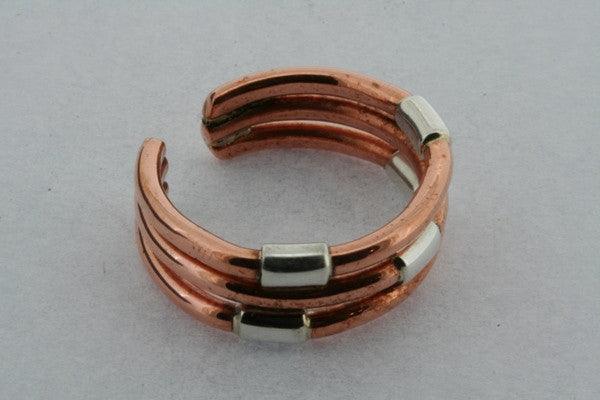 Three Strand Copper & Sterling Silver Ring - Makers & Providers