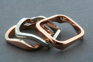 Polished Sterling Silver & Copper Curved Stackable Ring Set - Makers & Providers