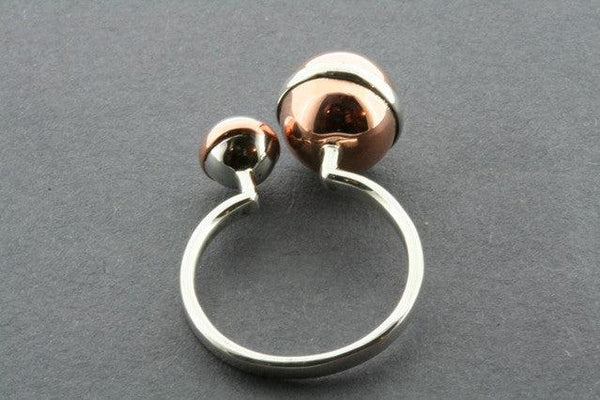 silver & copper 2 bead ring - Makers & Providers