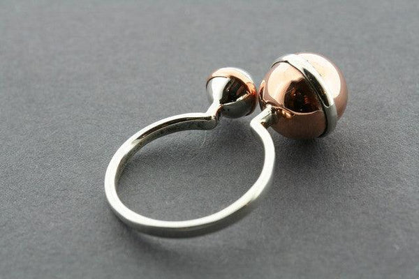 silver & copper 2 bead ring - Makers & Providers