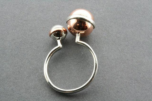 silver & copper 2 bead ring - Makers & Providers