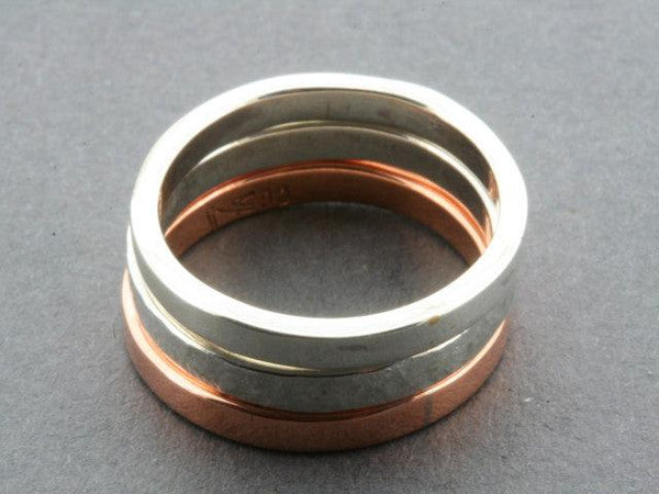 Polished Copper and Sterling Silver Stackable Rings - Makers & Providers