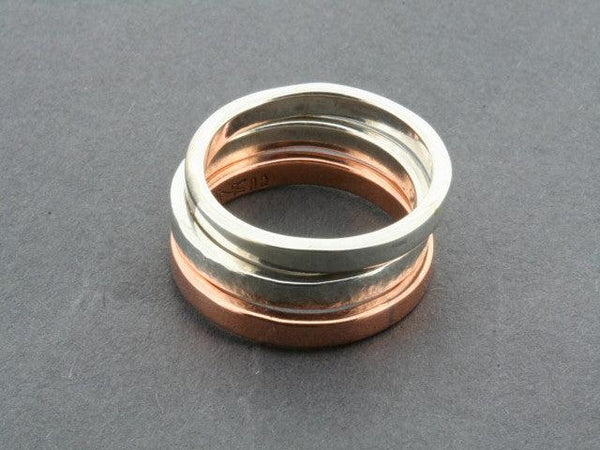 Polished Copper and Sterling Silver Stackable Rings - Makers & Providers
