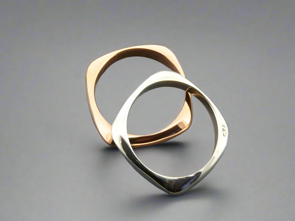 squared silver & copper stacker ring - Makers & Providers