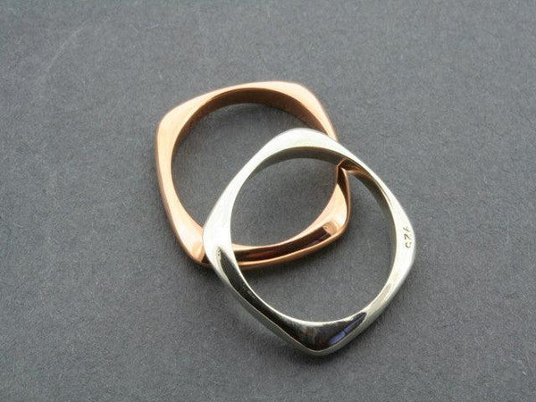 squared silver & copper stacker ring - Makers & Providers