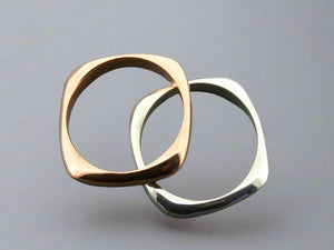 squared silver & copper stacker ring - Makers & Providers