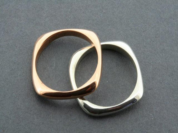 squared silver & copper stacker ring - Makers & Providers