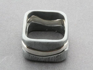 Three Square, Stackable Oxidised and Polished Sterling Silver Rings - Makers & Providers