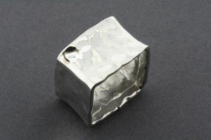 Hammered square ring - sterling silver - Makers & Providers