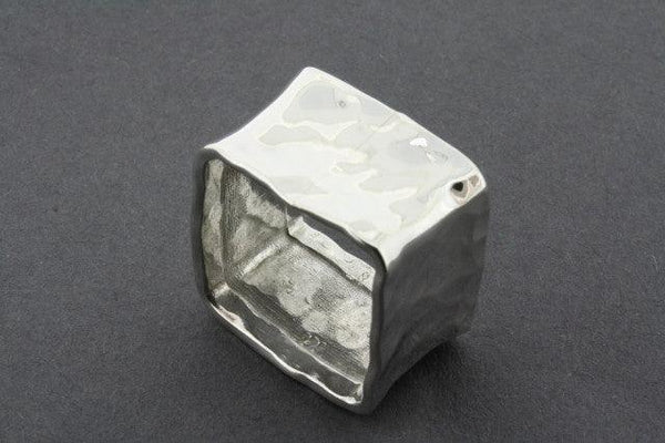 Hammered square ring - sterling silver - Makers & Providers