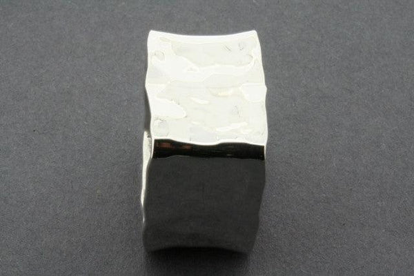 Hammered square ring - sterling silver