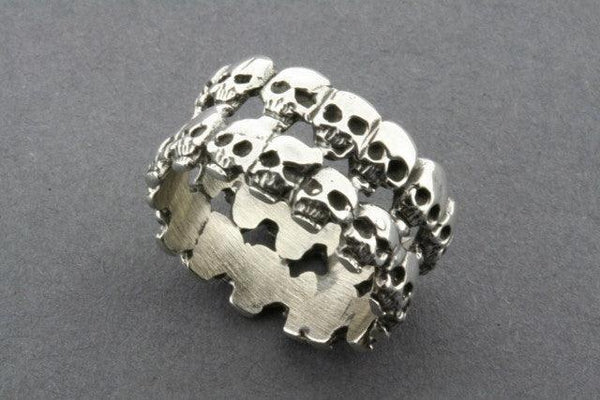 Double skull band - sterling silver - Makers & Providers