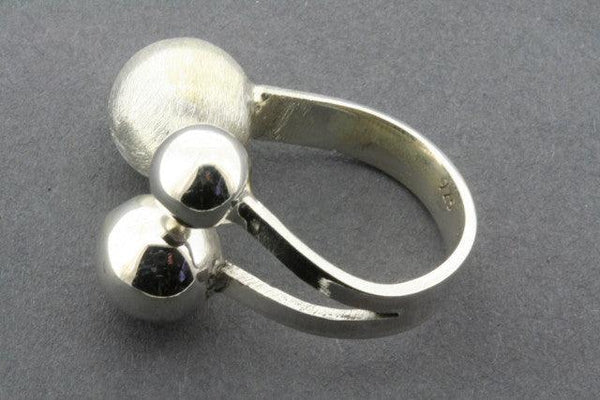 Brushed & Polished Sterling Silver Spheres Ring - Makers & Providers