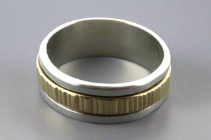 etched brass spinner ring - sterling silver - Makers & Providers