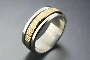 etched brass spinner ring - sterling silver - Makers & Providers