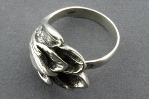 Oxidized feather ring - sterling silver - Makers & Providers