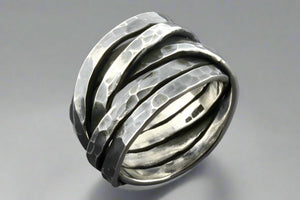 flat battered knot ring - oxidized - Makers & Providers