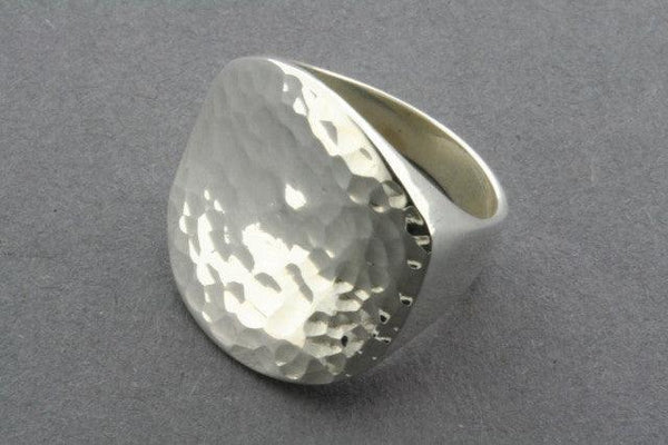 large flat concave battered signet ring