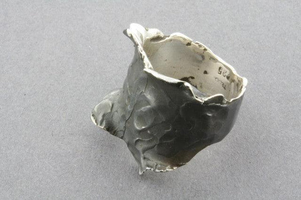 textured torn band - black - long - sterling silver - Makers & Providers