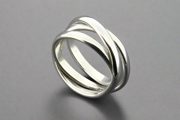 3 Bands Curved Narrow Sterling Silver Knot Ring - Makers & Providers