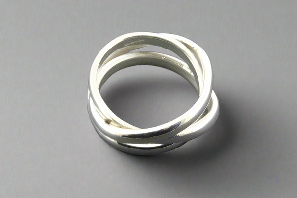 3 Bands Curved Narrow Sterling Silver Knot Ring - Makers & Providers