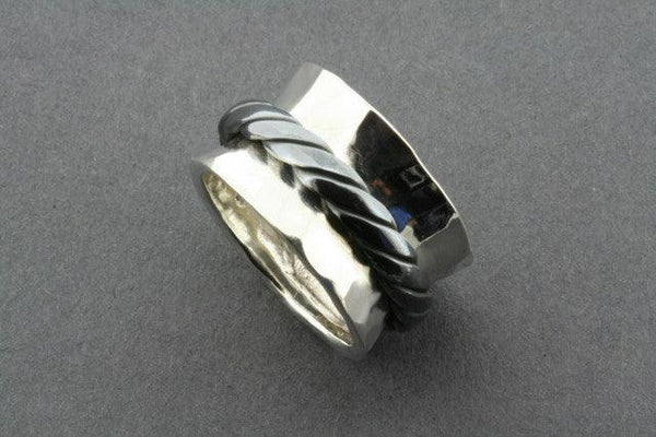 Battered concave oxidized rope spinner ring - Makers & Providers