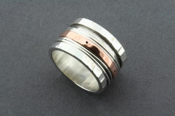 copper/silver battered multi spinner ring - Makers & Providers