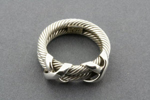 Double Rope Cross Stitch Sterling Silver Ring - Makers & Providers