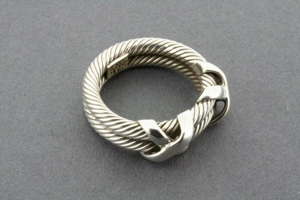 Double Rope Cross Stitch Sterling Silver Ring - Makers & Providers