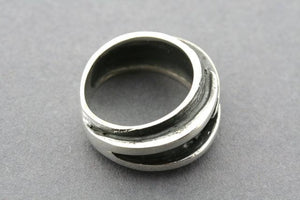 Three Edged Sterling Silver Oxidized Band Ring - Makers & Providers
