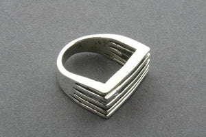 Rectangular 5 Section Sterling Silver Signet ring - Size 7 - Makers & Providers