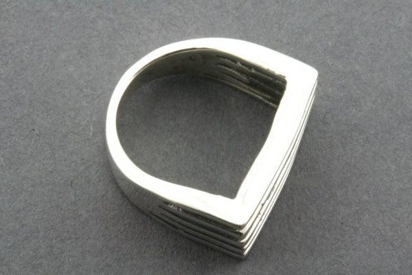 Rectangular 5 Section Sterling Silver Signet ring - Size 7 - Makers & Providers
