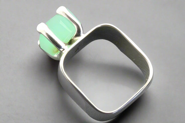 Square ring with claw - sterling silver & chrysophrase - Makers & Providers