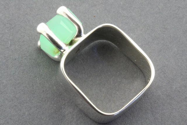 Square ring with claw - sterling silver & chrysophrase - Makers & Providers