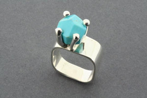 Square ring with claw - sterling silver & turquoise - Makers & Providers