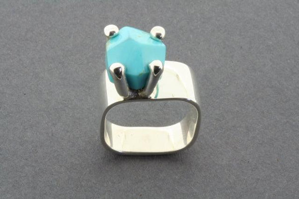 Square ring with claw - sterling silver & turquoise - Makers & Providers