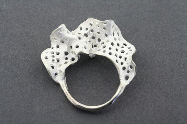 White lace frill ring - sterling silver - Makers & Providers