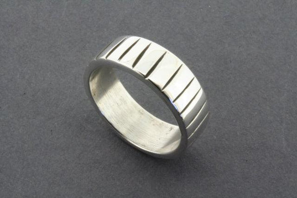 etched line ring - sterling silver