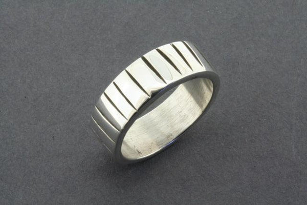etched line ring - sterling silver