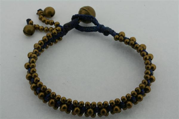 narrow 3 bell bead bracelet - navy - Makers & Providers