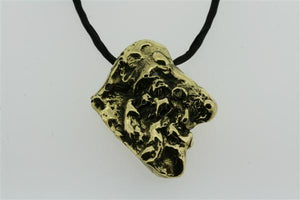 nugget pendant - brass on black silk - Makers & Providers