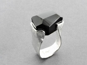 large faceted onyx ring - sterling silver - Makers & Providers